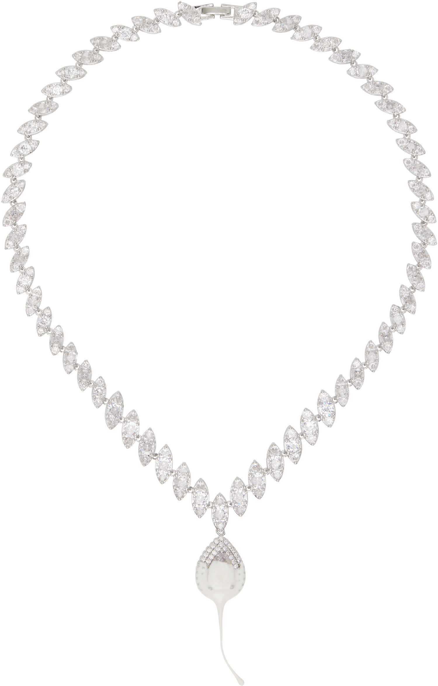 Колие Ottolinger Ottolinger Diamond Dip Necklace with Marquise Shaped Links and Pearl Pendant Металик | 125901525E01, 0