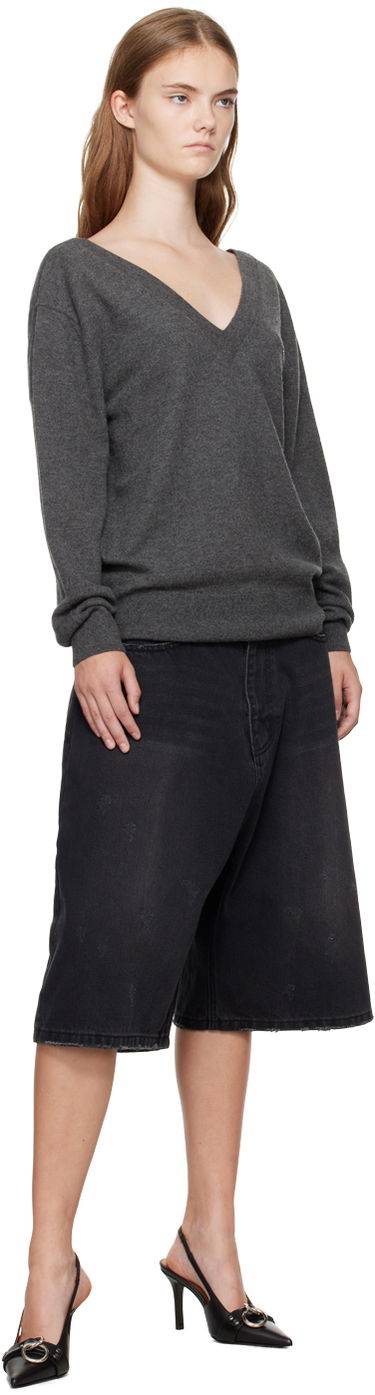 Пуловер We11done Deep V-Neck Sweater Сиво | WD-KT2-24-642-W-GY, 3