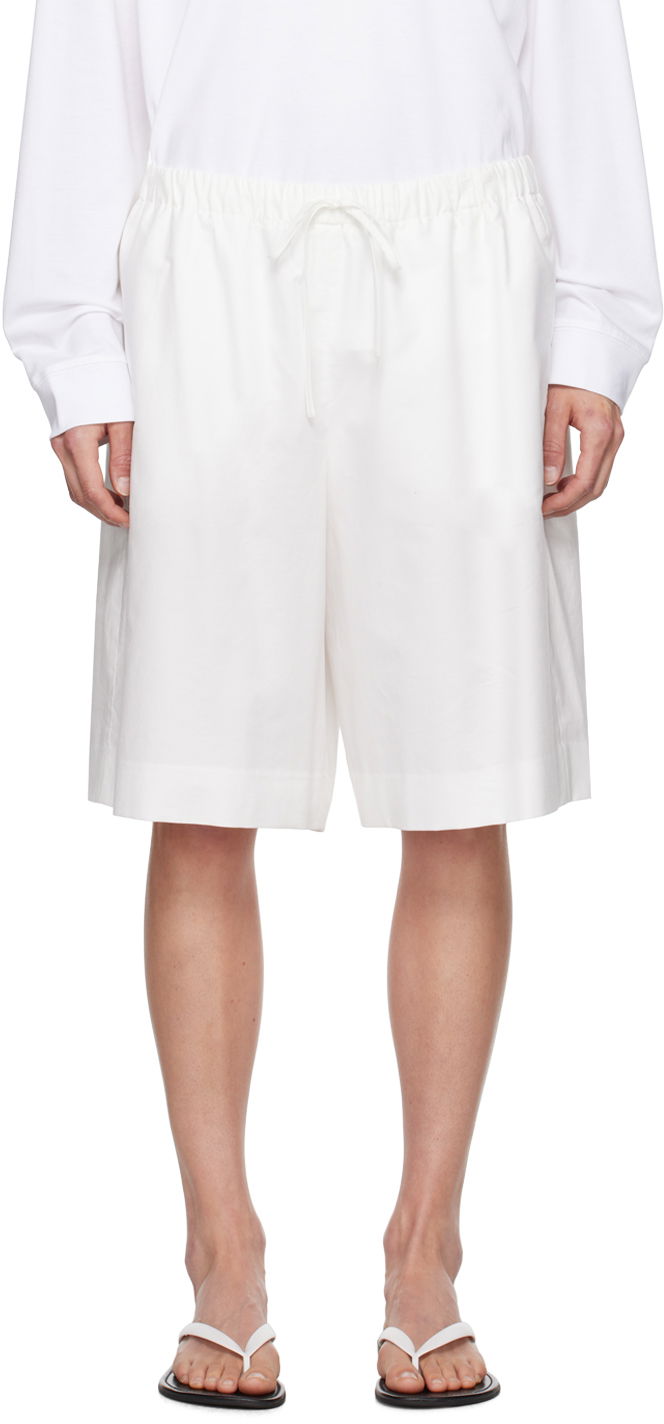 Къси панталони The Row Stanton Elastic Waistband Shorts Бяло | 8156-W3095