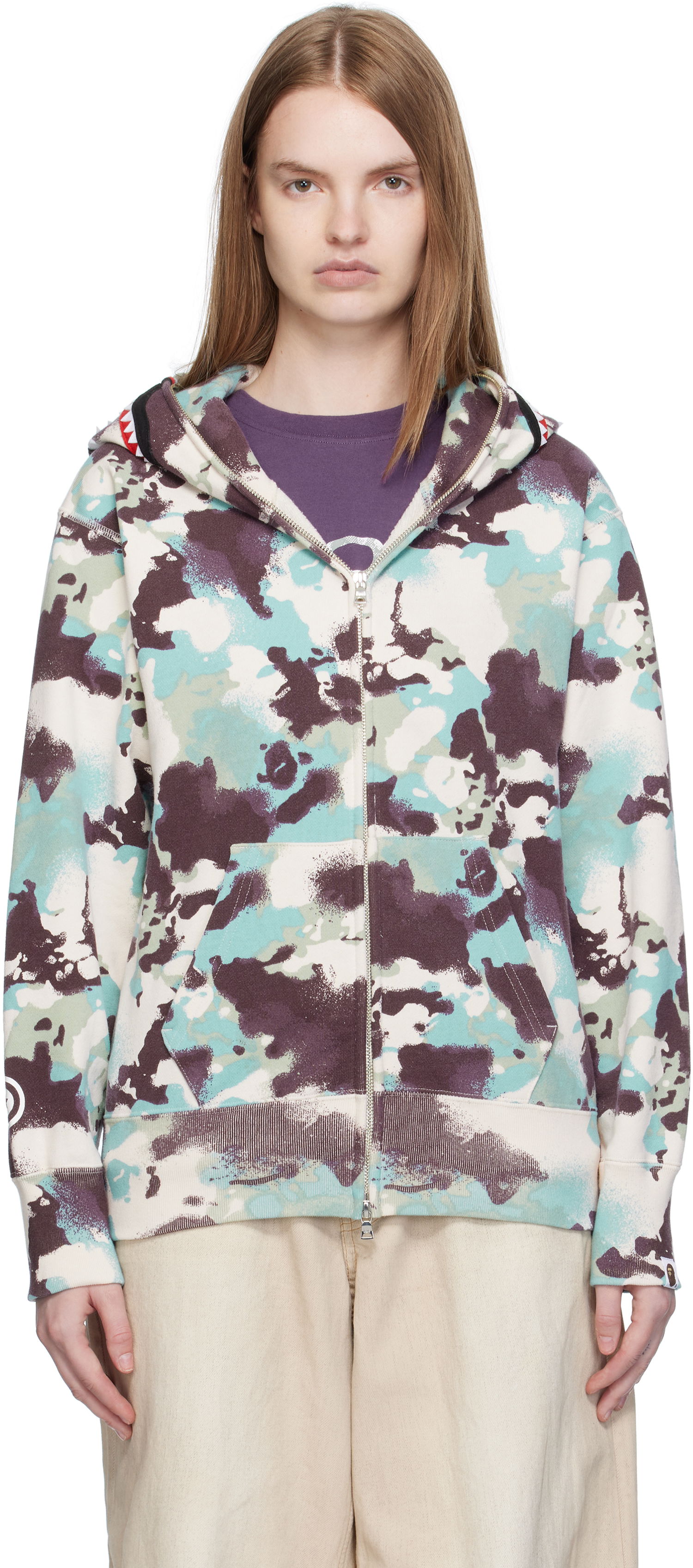 Суитчър BAPE A Bathing Ape Map Camo Shark Full Zip Hoodie Многоцветен | 001ZPL302001L, 0