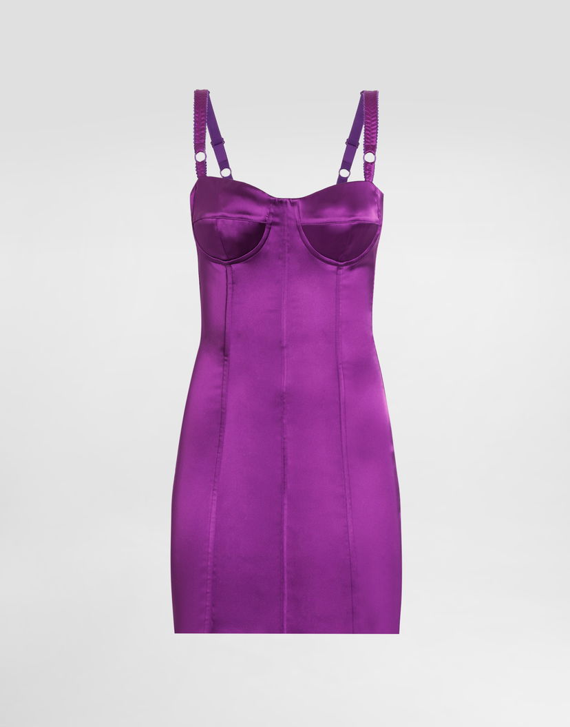 Pокля Dolce & Gabbana Dolce & Gabbana Satin Mini Dress Лилаво | F6CLMTFURHMF0571