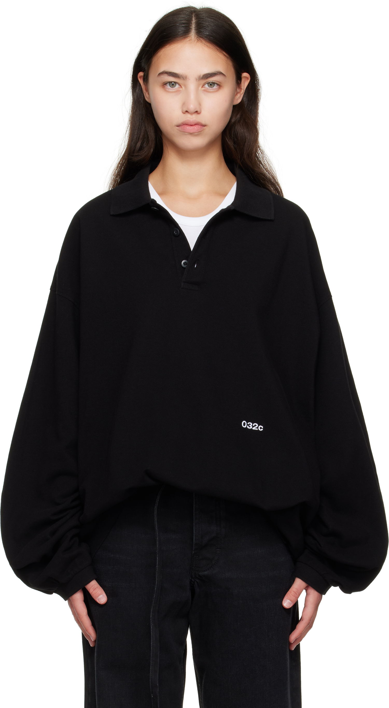 Поло тениска 032C Speed Devil Long Sleeve Polo Черно | F25-URC-0479-050-W, 0