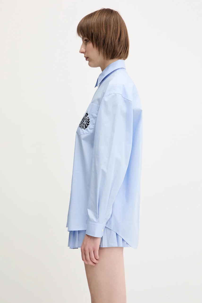 Риза Sporty & Rich Sporty & Rich H&W Crest Oversized Relaxed Fit Shirt Синьо | SI006612241BL59, 1