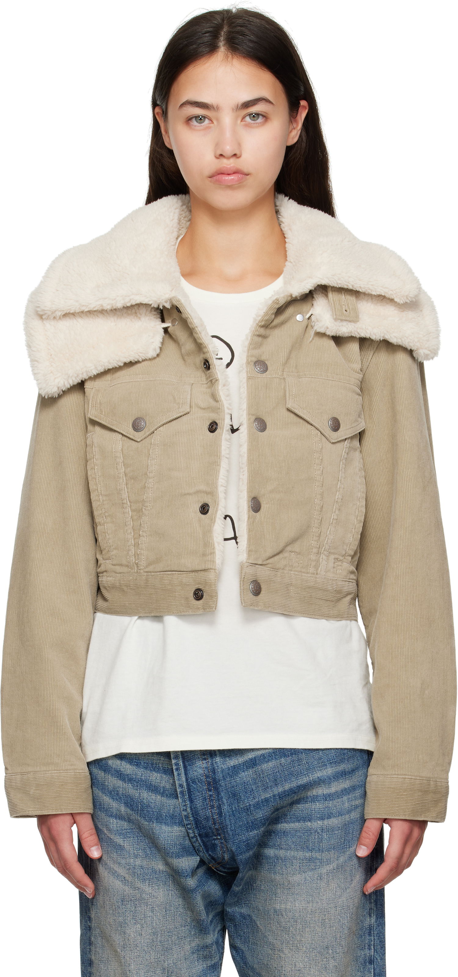 Яке R13 R13 Sherpa Trucker Jacket Бежово | R13WD181-D333A, 0