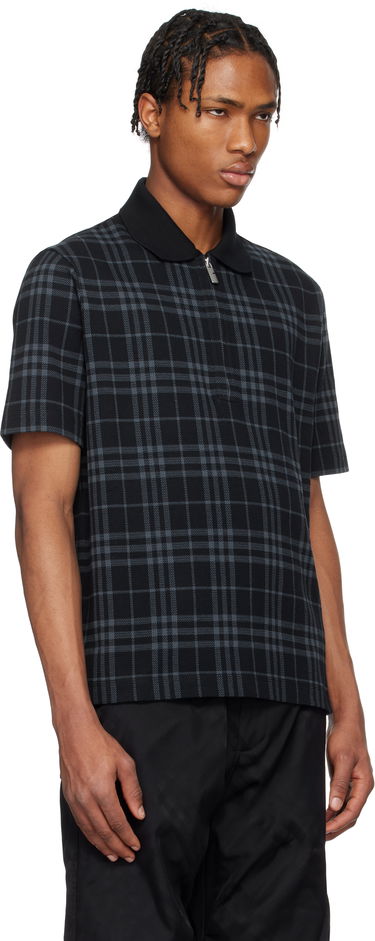 Поло тениска Burberry Burberry Stretch Cotton Blend Check Polo Черно | 8101895, 1