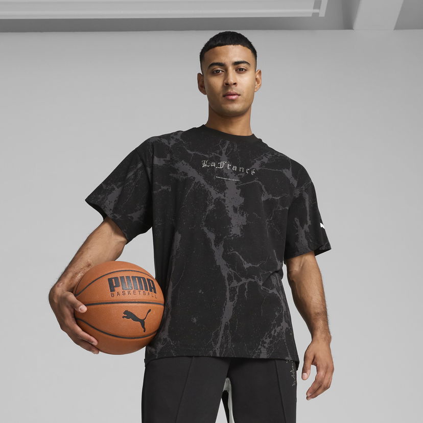 Тениска Puma HOOPS x LAFRANCE Chrome Marble T-Shirt Черно | 630779_01