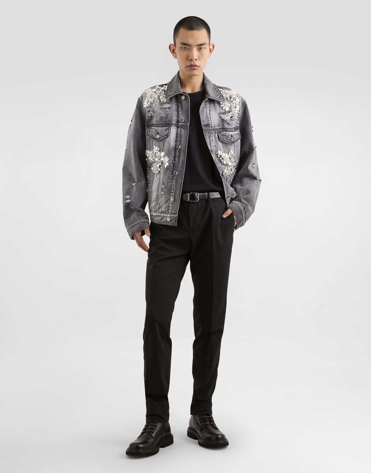 Яке Dolce & Gabbana Dolce & Gabbana Embellished Distressed Denim Jacket Сиво | G9BTGZG8NT4S9001, 1