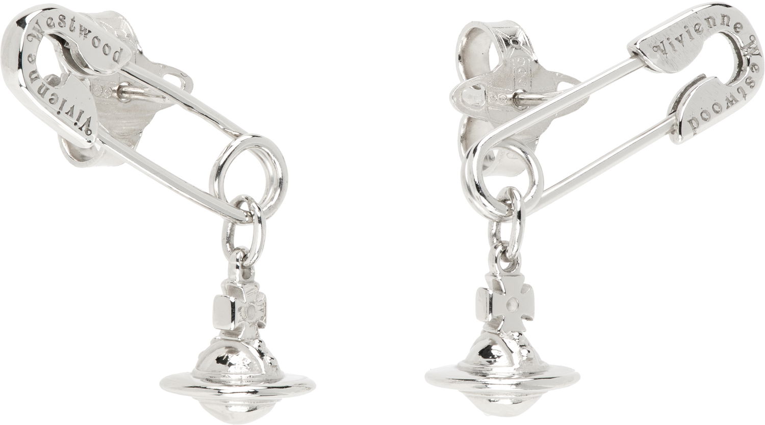 Обеци Vivienne Westwood Vivienne Westwood Safety Pin Drop Earrings Металик | 6201035Y-01P019-, 1