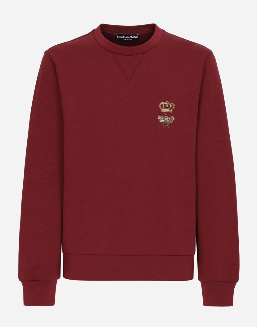 Суитчър Dolce & Gabbana Cotton Jersey Sweatshirt With Embroidery Бургунди | G9ABJZHU7H9R0108