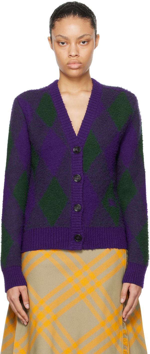 Пуловер Burberry Argyle Cardigan Лилаво | 8076954, 0
