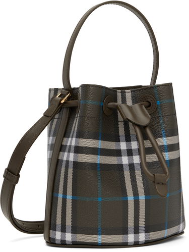 Дамска чанта Burberry Burberry Mini Check Bucket Bag Зелено | 8108303, 1