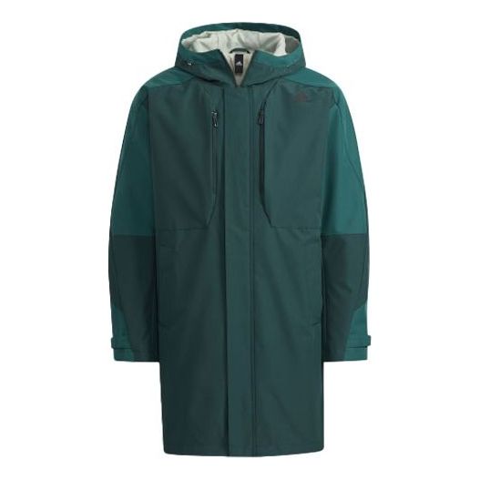 Дъждобран adidas Originals Elastic Hooded Logo Parka Зелено | H39268