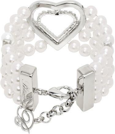 Гривна Blumarine Blumarine Faux-Pearl Heart Bracelet Бяло | P522W330A, 1