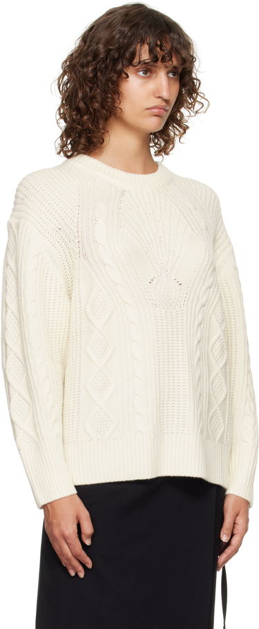 Пуловер Loulou de Saison Loulou de Saison Silva Cable Knit Sweater Бяло | SILVA, 1