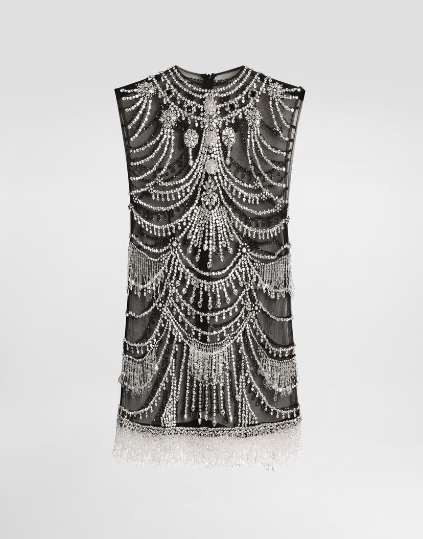 Pокля Dolce & Gabbana Dolce & Gabbana Chandelier Embroidered Tulle Mini Dress Черно | F60EAZGDDF4S8400