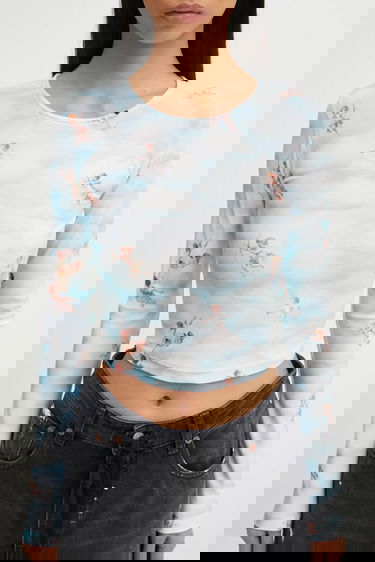 Съкратен топ Fiorucci Beatitudo Print Long Sleeve Crop Многоцветен | W25FWTLO003LY01BL02, 3