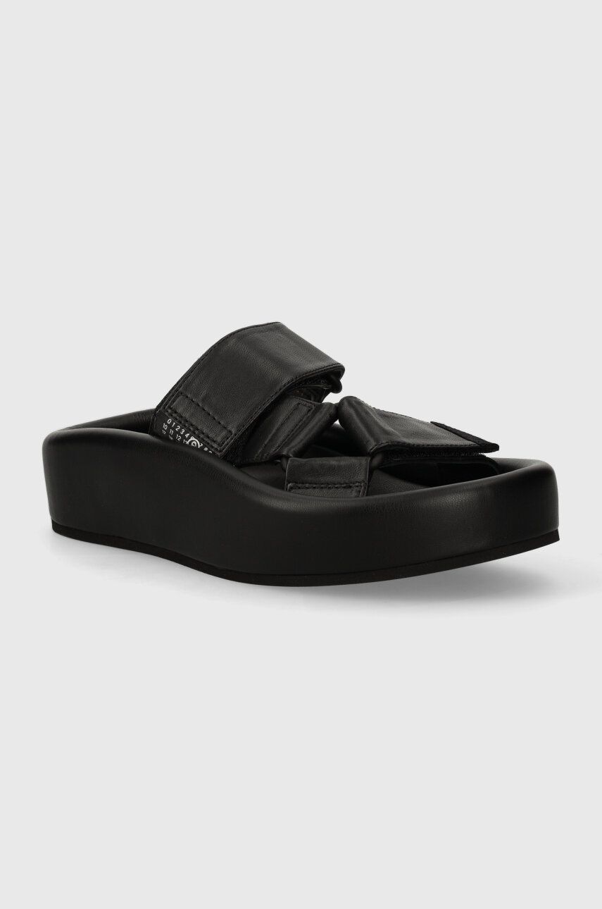 Кецове и обувки Maison Margiela Leather Platform Slides Черно | S59WP0206, 0