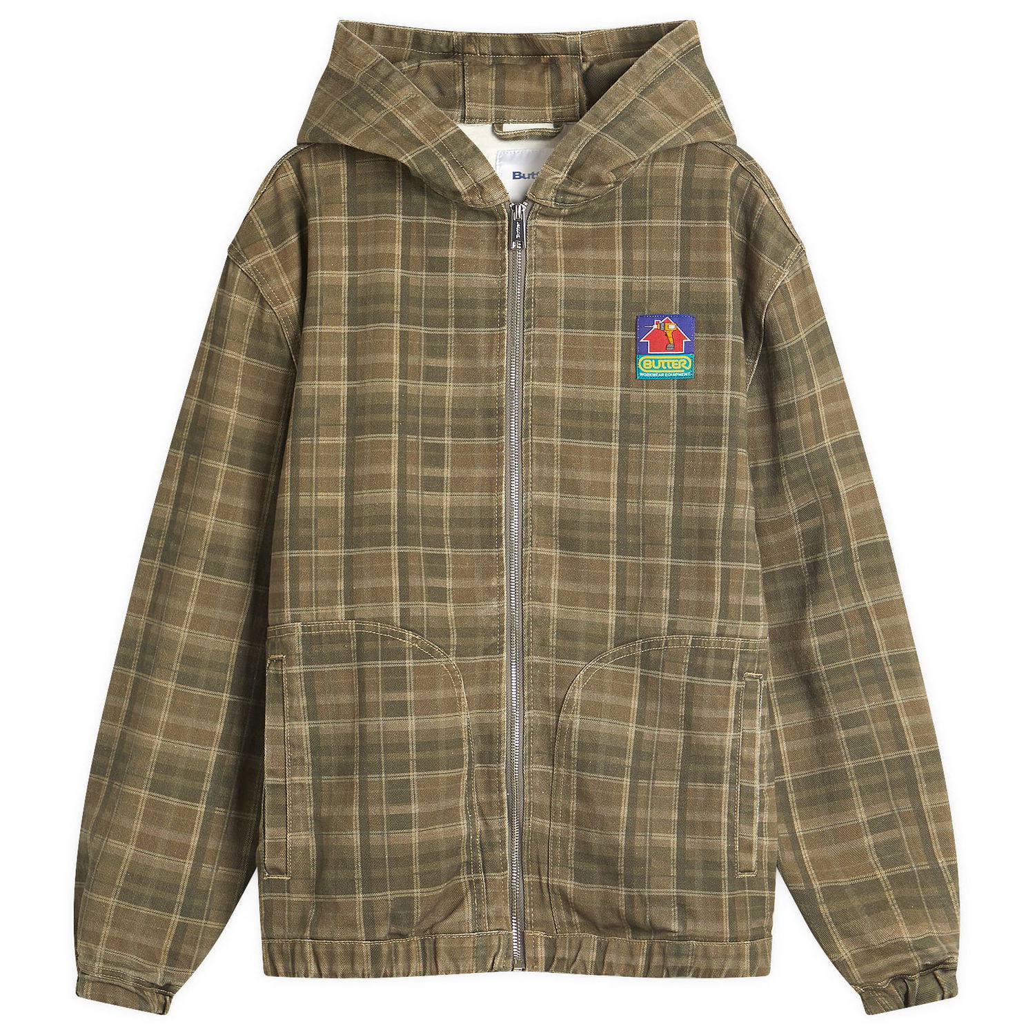 Яке Butter Goods Butter Goods Work Jacket Washed Plaid, Size Large Зелено | BG252604-PLA, 1