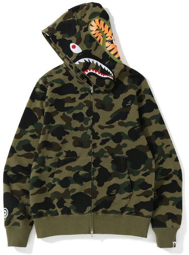 Суитчър BAPE 1st Camo Shark Full Zip Hoodie Зелено | 001ZPJ801009M-GRN, 1