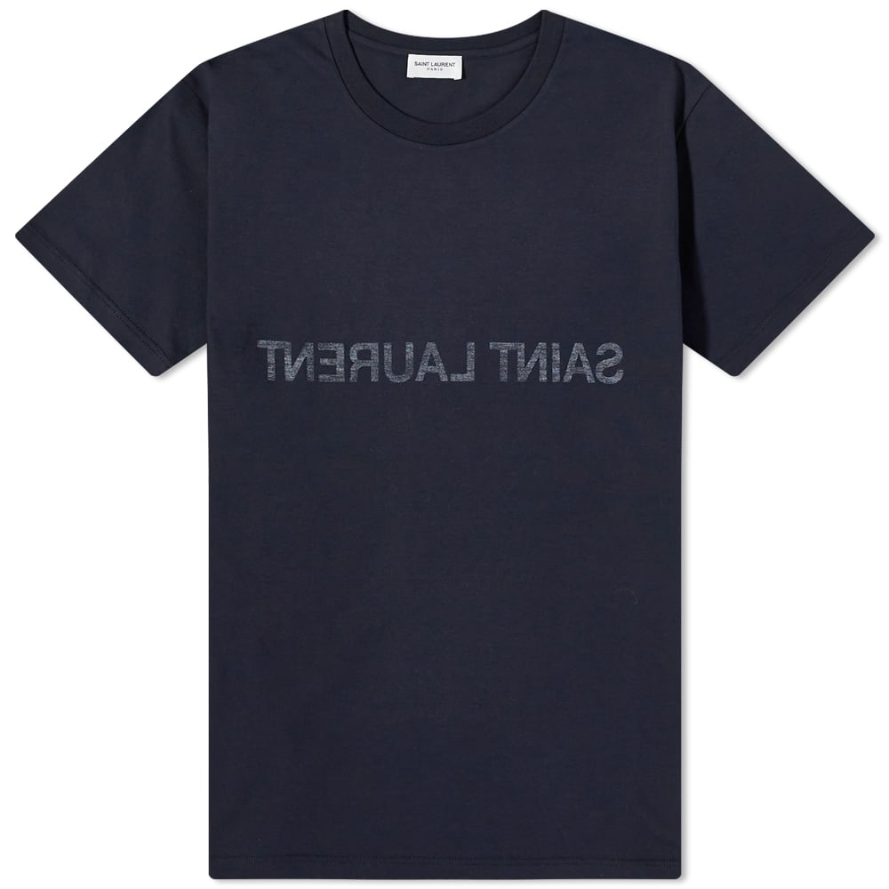 Тениска Saint Laurent Reverse Logo Crew Neck Tee Тъмно синьо | 663278Y36HE-4145, 0