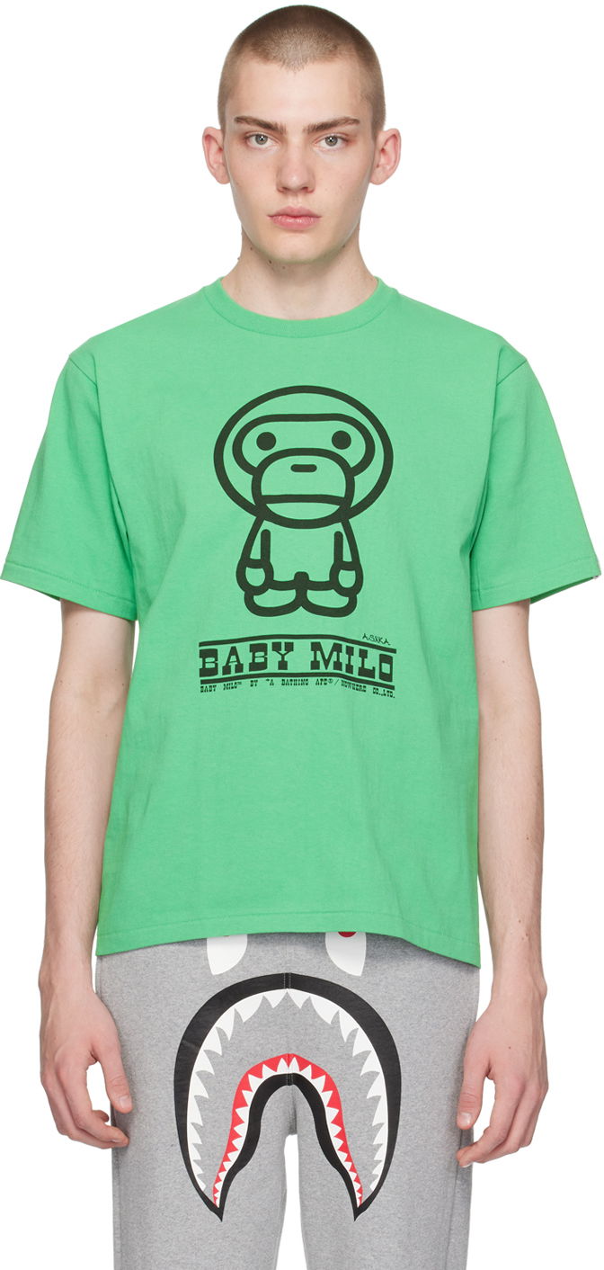 Тениска BAPE Classic Baby Milo T-Shirt Зелено | 002TEK301008M