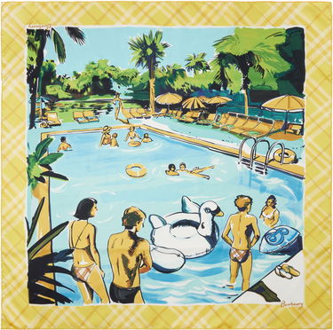 Шал Burberry Burberry Pool Party Print Silk Scarf Жълто | 8108249, 0