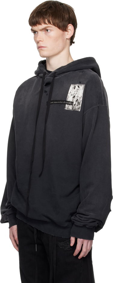 Суитчър Ann Demeulemeester Ann Demeulemeester Distressed Comfort Hoodie Черно | B0012871-FA640-098, 3