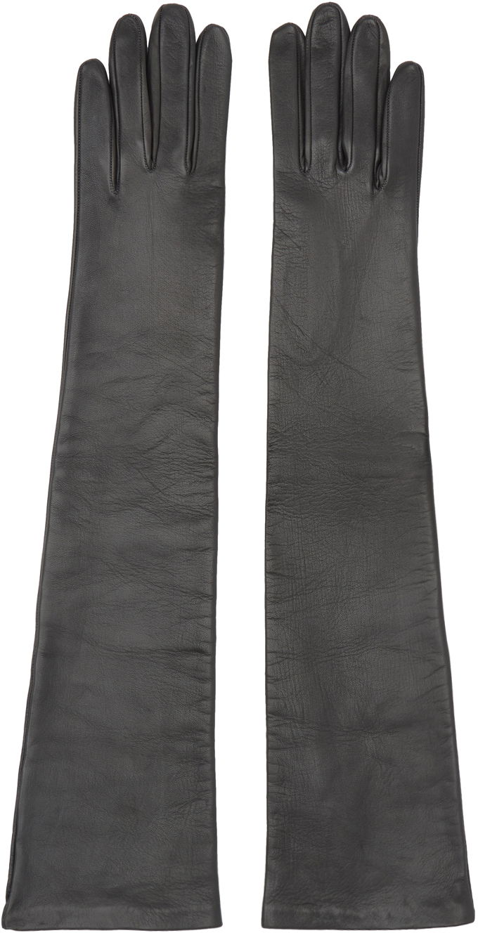 Ръкавици Dries Van Noten Soft Leather Long Gloves Черно | 242-010103-007