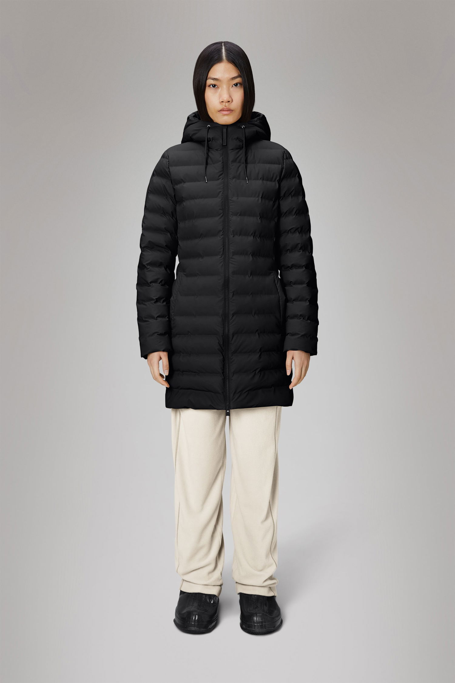 Пухо яке Rains Lohja Long Puffer Curve Jacket Черно | 15890\01, 1