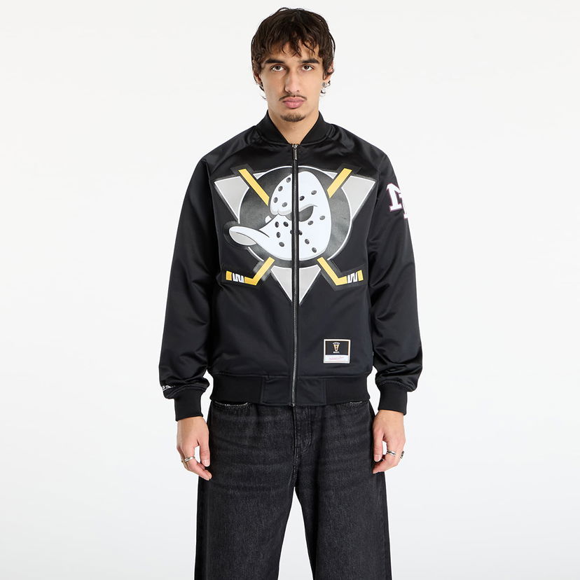 Яке бомбър Mitchell & Ness NHL Maxxed Out Satin Jacket Ducks 1992 Teemu Selanne Черно | JK11279-ADUBLCK