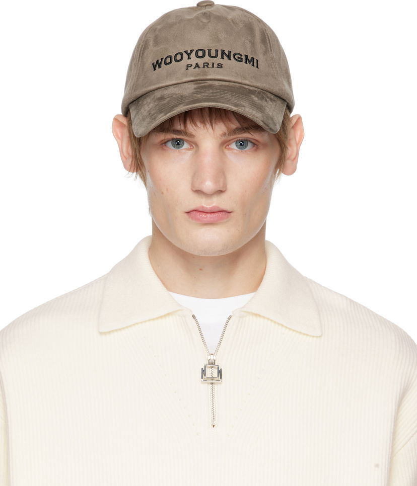 Шапка с козирка WOOYOUNGMI Faux Suede Ball Cap Сиво | W243AC52