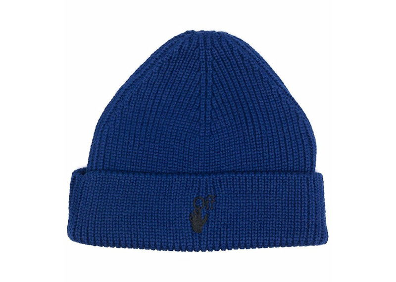 Шапка Off-White Off-White Hand Off Ribbed Knit Beanie Синьо | OMLC016F21KNI0014510