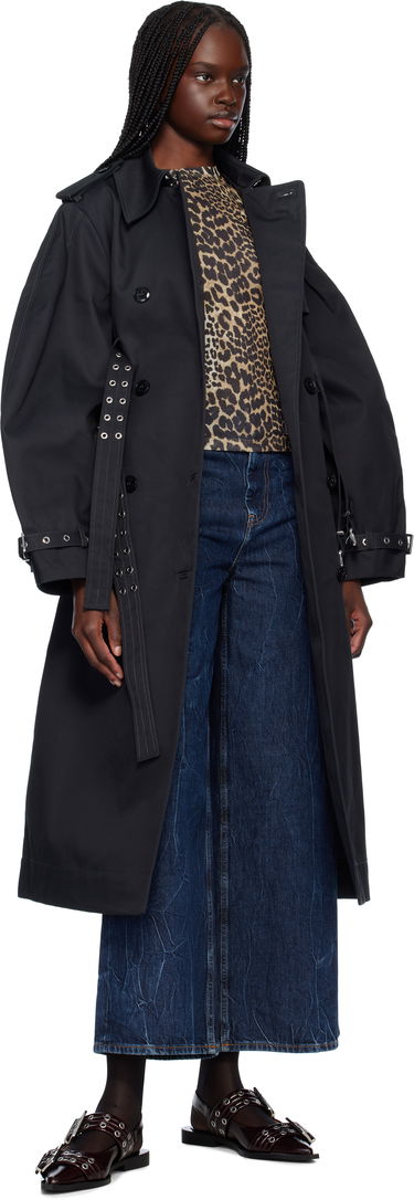 Тренчкот GANNI Ganni Bonded Cotton Trench Coat Черно | W0395, 3