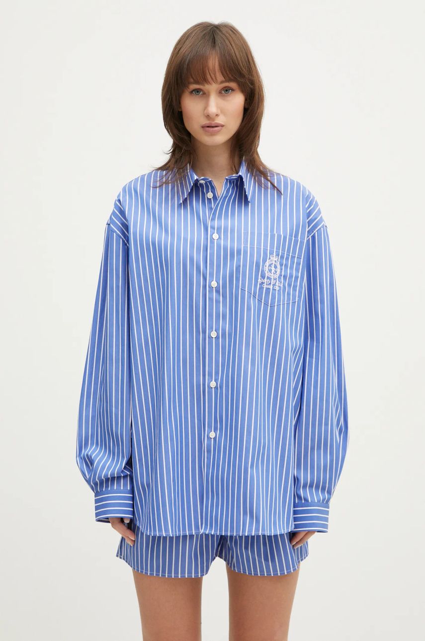Риза Sporty & Rich Sporty & Rich Crown Oversized Relaxed Fit Shirt Синьо | SI006512202ST61, 0