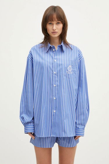 Риза Sporty & Rich Sporty & Rich Crown Oversized Relaxed Fit Shirt Синьо | SI006512202ST61, 0