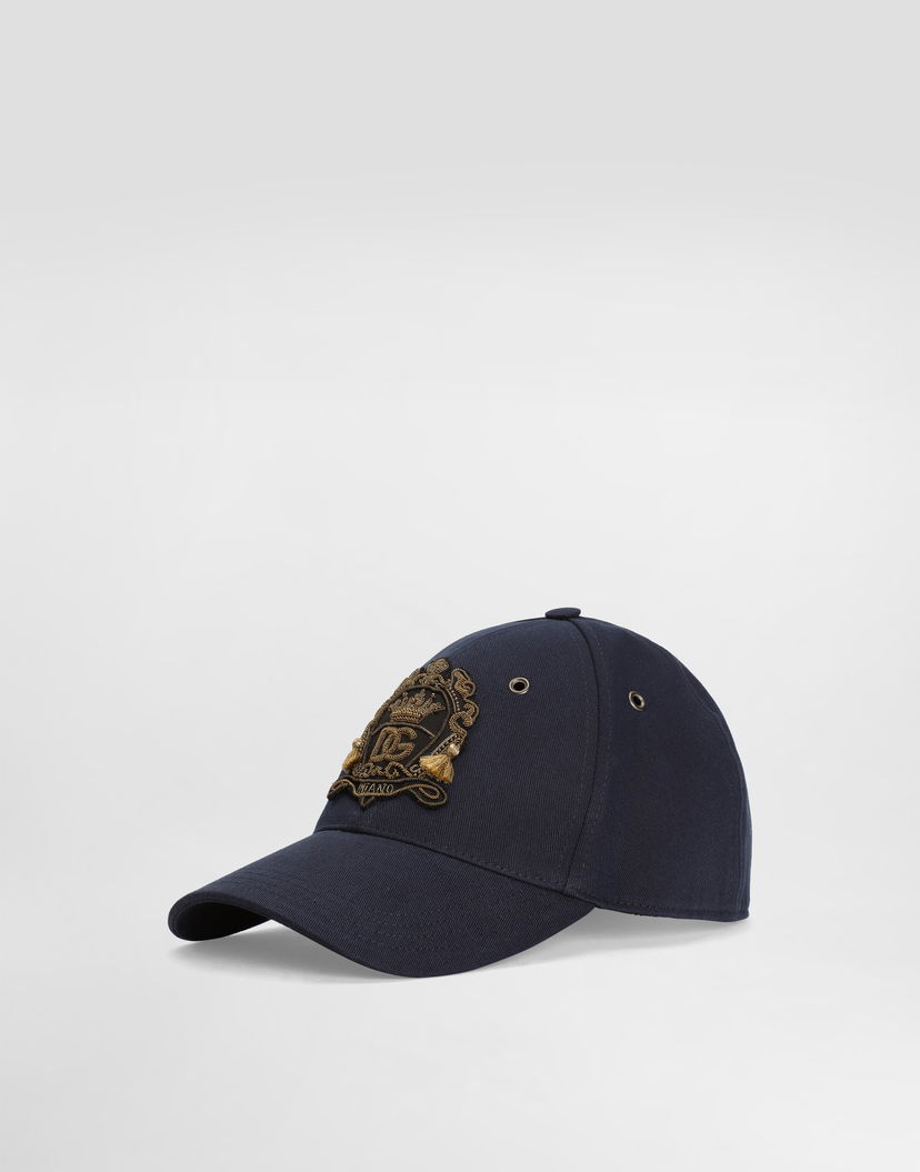 Шапка с козирка Dolce & Gabbana Washed-effect Drill Baseball Cap Тъмно синьо | GH935ZG8ON8S9001