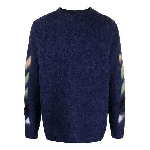 Пуловер Off-White Stripe Pattern Knit Sweater Синьо | OMHA036R21KNI0014984, 0