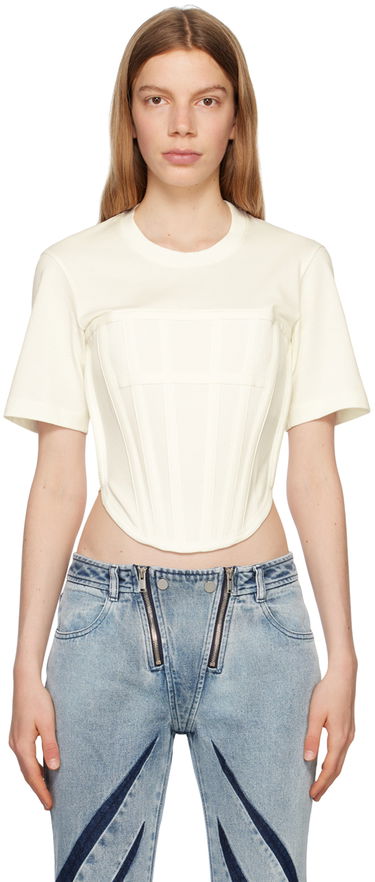 Съкратен топ Dion Lee Corset T-Shirt Бяло | C3097R23, 0