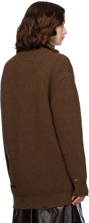 Пуловер Maison Margiela MM6 Maison Margiela Ribbed Knit Zip-Up Sweater Кафяво | S52AM0322 M13138, 2