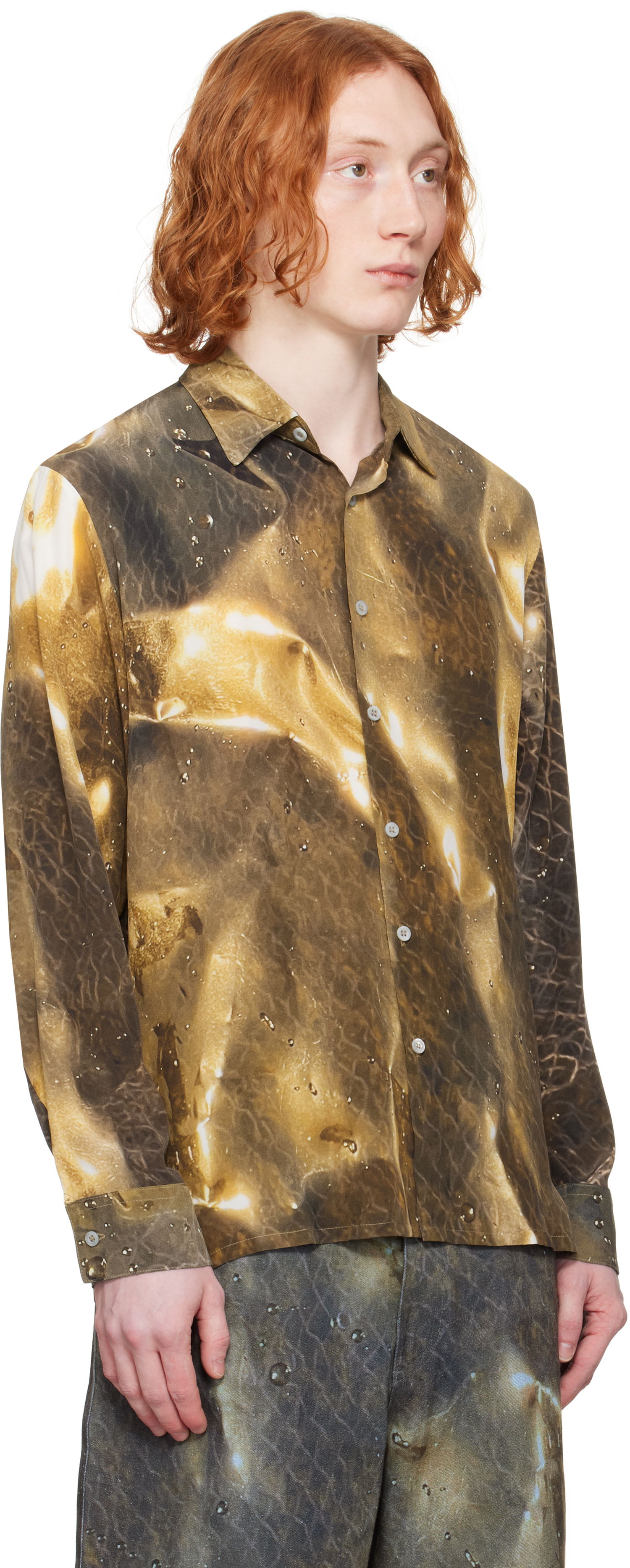 Риза Serapis Serapis Golden Hour Silk Shirt Кафяво | SS25_SS_1L, 1