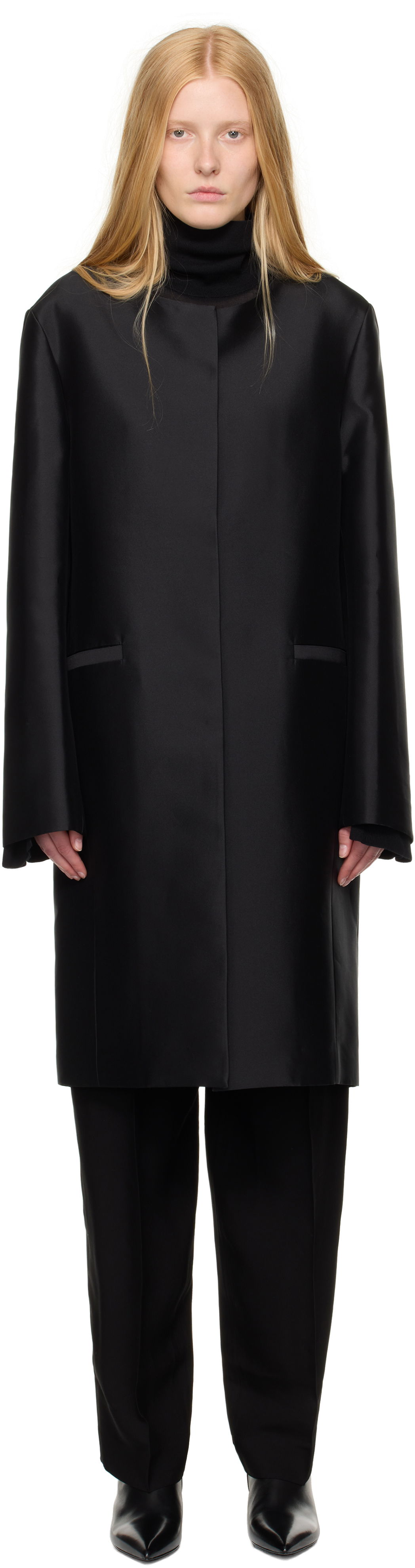 Палта TOTEME TOTEME Collarless Coat Черно | 253-WRO0213-FB0429, 0