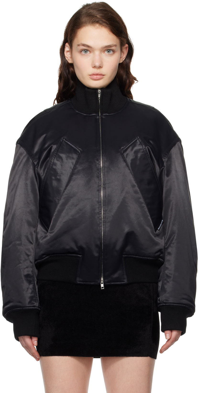 Яке бомбър Alexander Wang Sateen Bomber Jacket Черно | UWC4242050