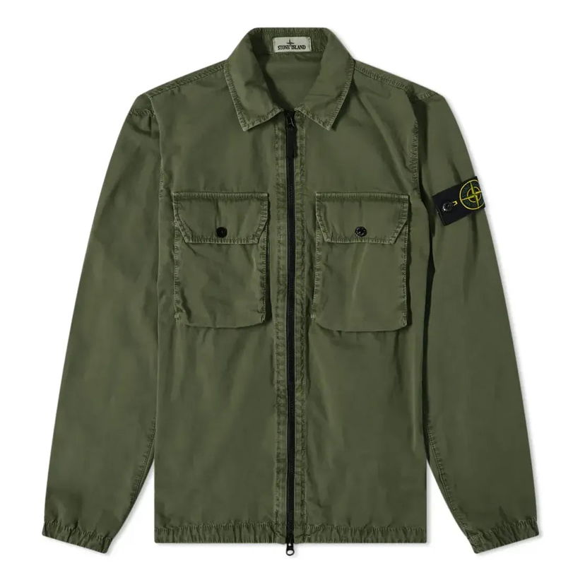 Риза Stone Island Brushed Cotton Shirt Jacket With Pockets Зелено | 7515113WN-V0155