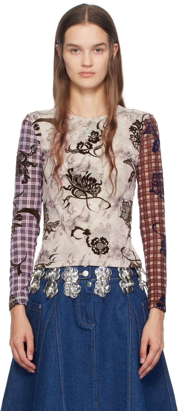 Тениска Chopova Lowena Elaine Long Sleeve Floral T-Shirt Кафяво | 2253, 0