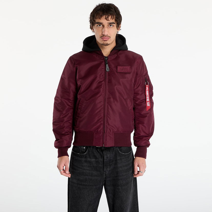 Яке бомбър Alpha Industries Jacket MA-1 Zip Hood Backprint Бургунди | 128113-608