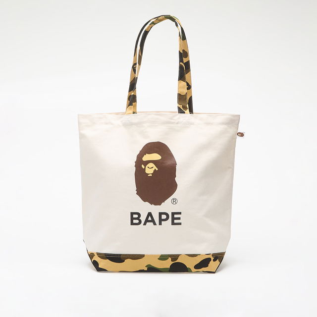 A BATHING APE 1St Camo Ape Head Tote Bag Ivory Universal