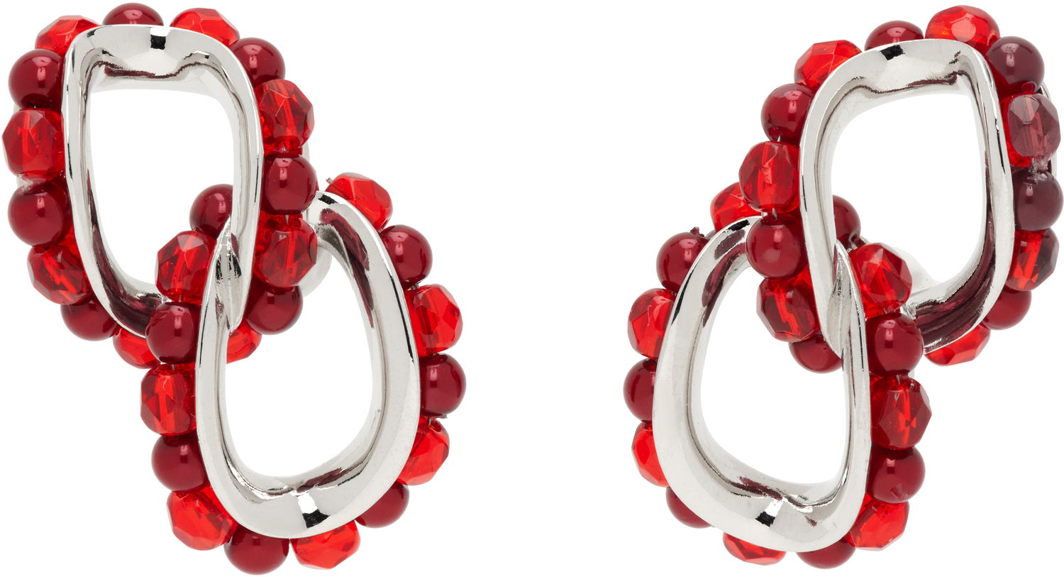 Обеци KIKO KOSTADINOV Kiko Kostadinov Kandel Silver-Tone & Red Beaded Earrings Червено | KKWAW25ER02-157, 0