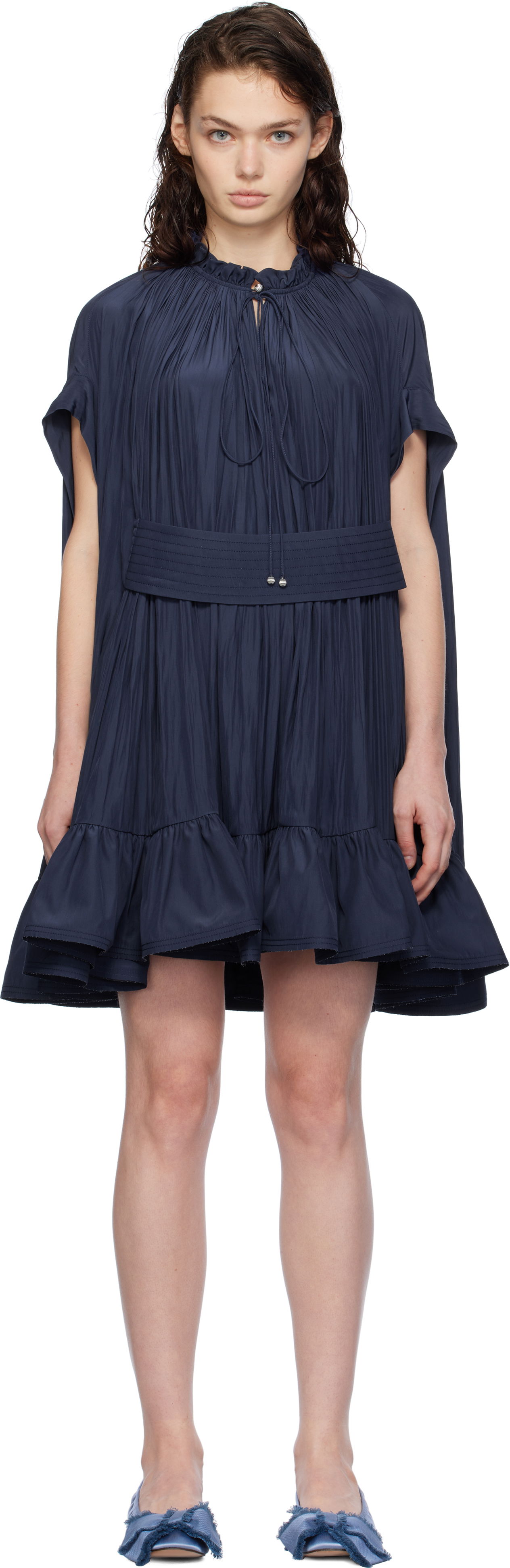 Pокля LANVIN Short Charmeuse Minidress Тъмно синьо | RW-DR0069-4778-H24, 0