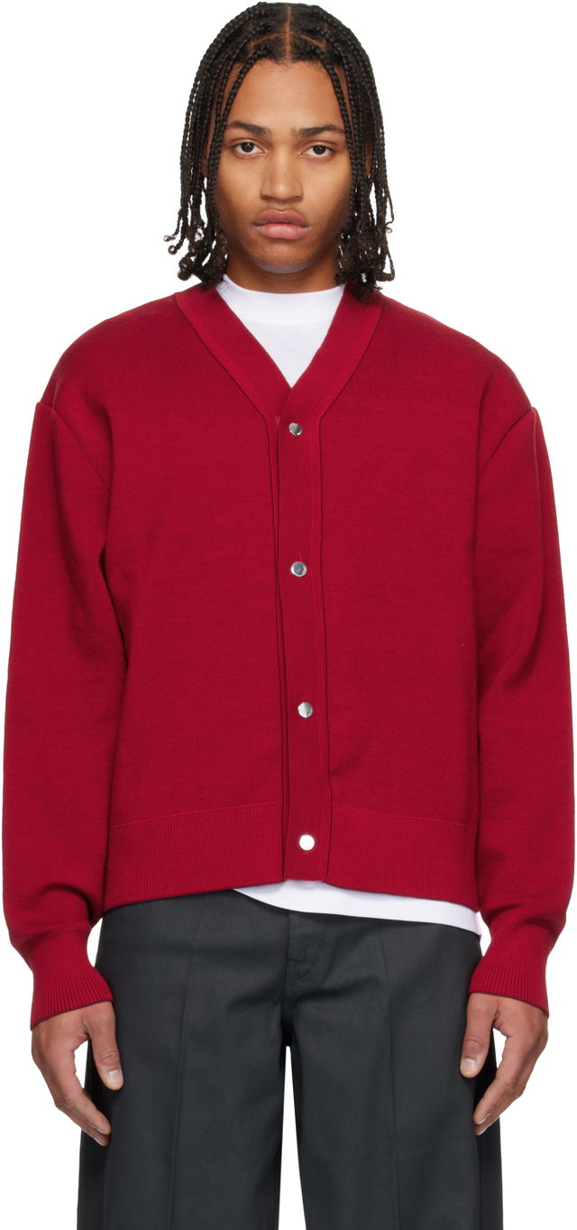 V-Neck Snap Button Cardigan Doppio