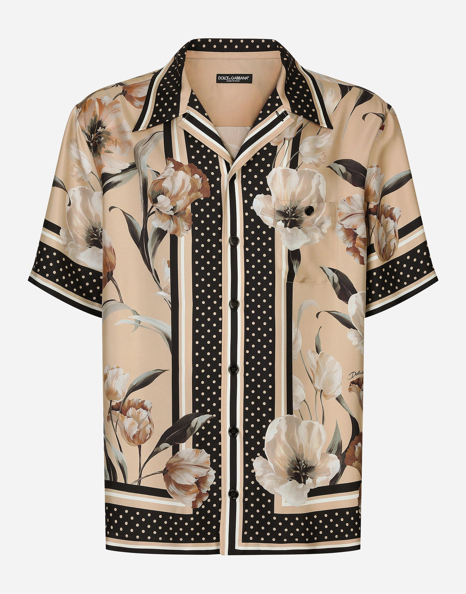 Риза Dolce & Gabbana Floral Print Silk Twill Hawaiian Shirt Бежово | G5JH9THI1S8HK5BW, 0